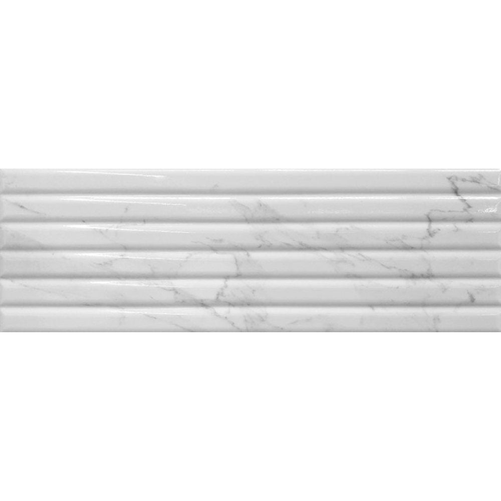 Super Ceramica Relieve stripe carrara blanco brillo falicsempe 20x60 - Csempe Mester